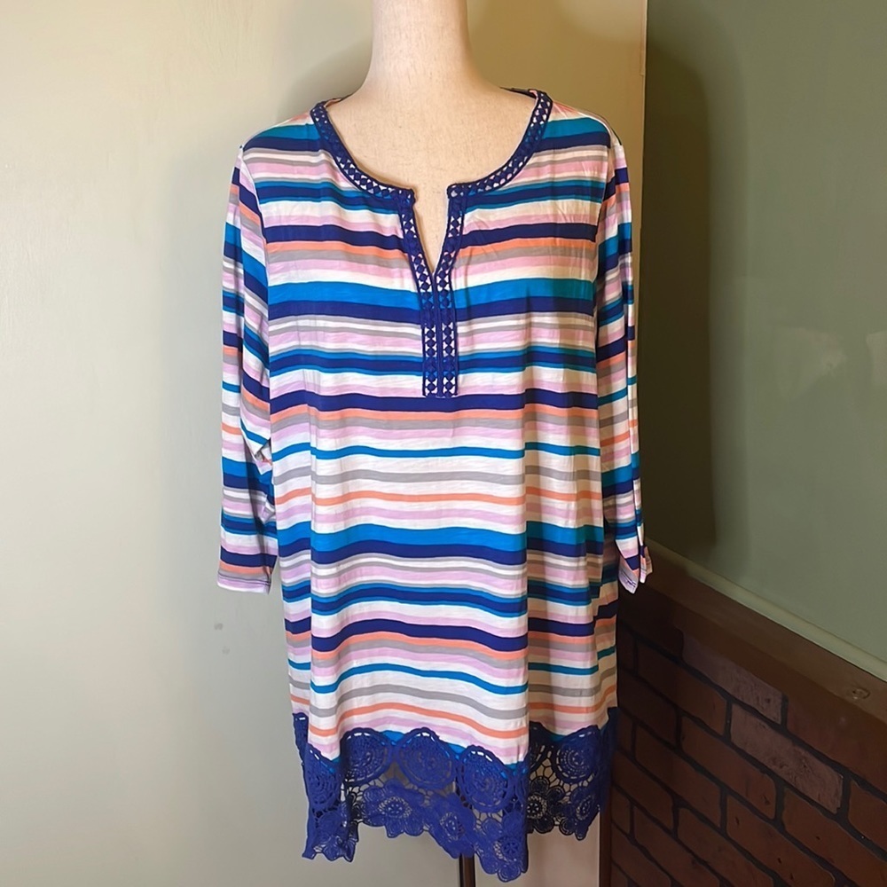 2X Crochet Hem Tunic Top EE13 6094